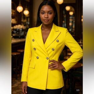 Blazer Yellow Double-Breasted Nautical Blazer XS